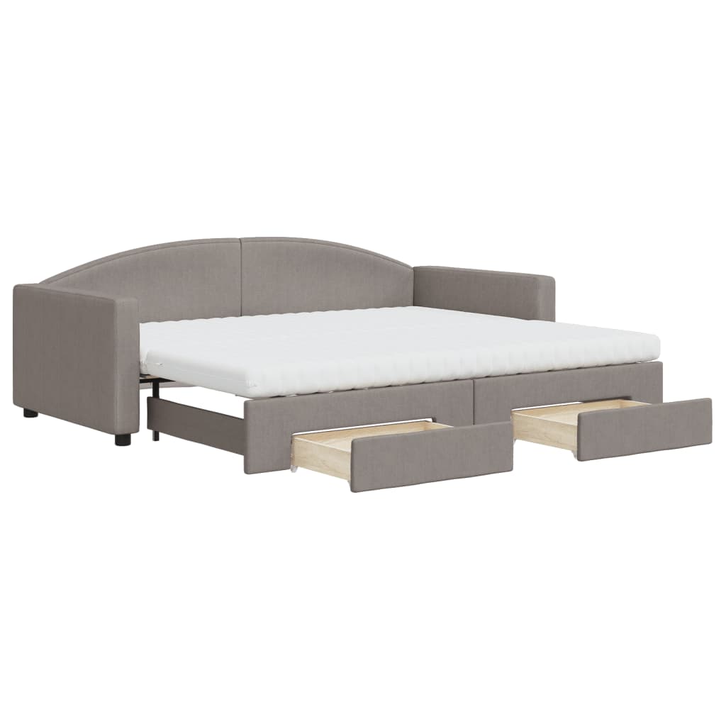 vidaXL Καναπές Κρεβάτι Συρόμενος Taupe 90x200 εκ. Ύφασμα & Συρτάρια