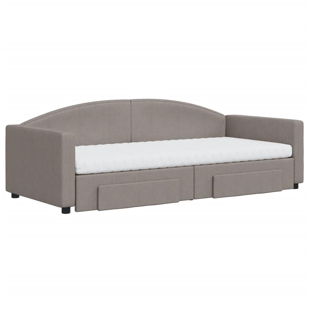 vidaXL Καναπές Κρεβάτι Συρόμενος Taupe 90x200 εκ. Ύφασμα & Συρτάρια