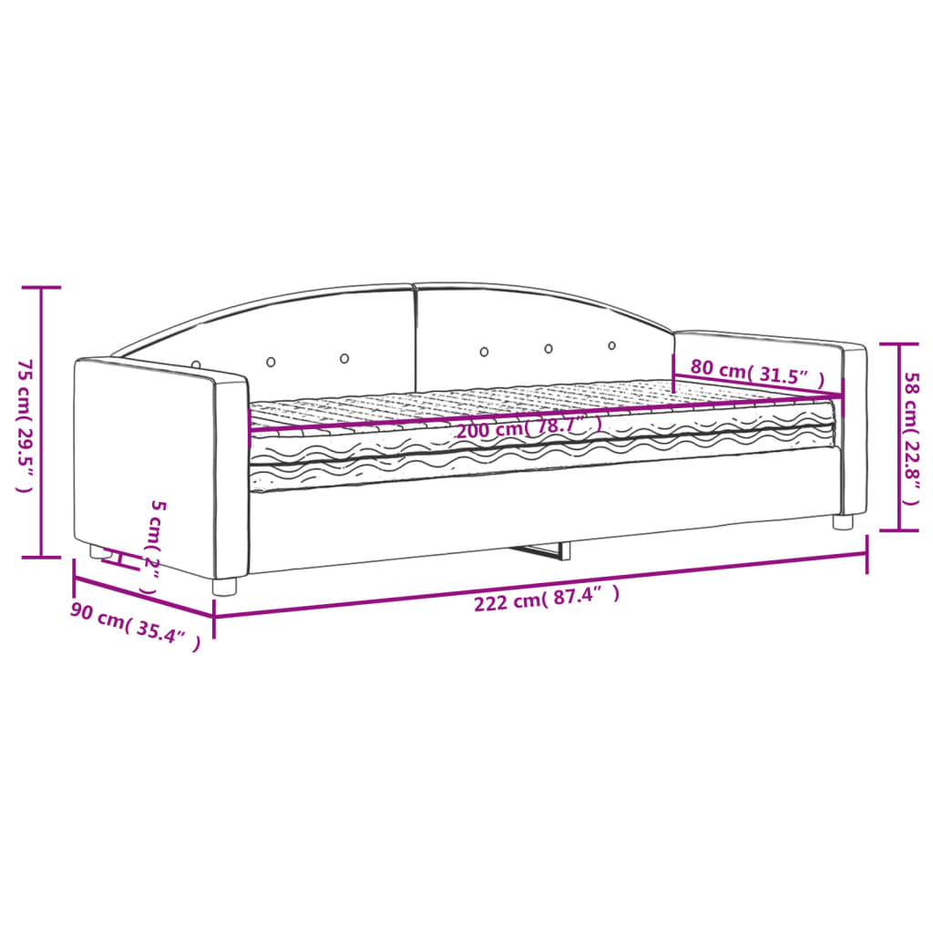 vidaXL Καναπέ Κρεβάτι με Στρώμα Ροζ 80 x 200 εκ. Βελούδινος