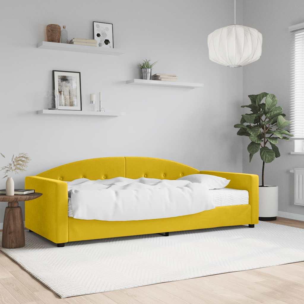 vidaXL Καναπέ Κρεβάτι με Στρώμα Κίτρινο 90 x 200 εκ. Βελούδινος