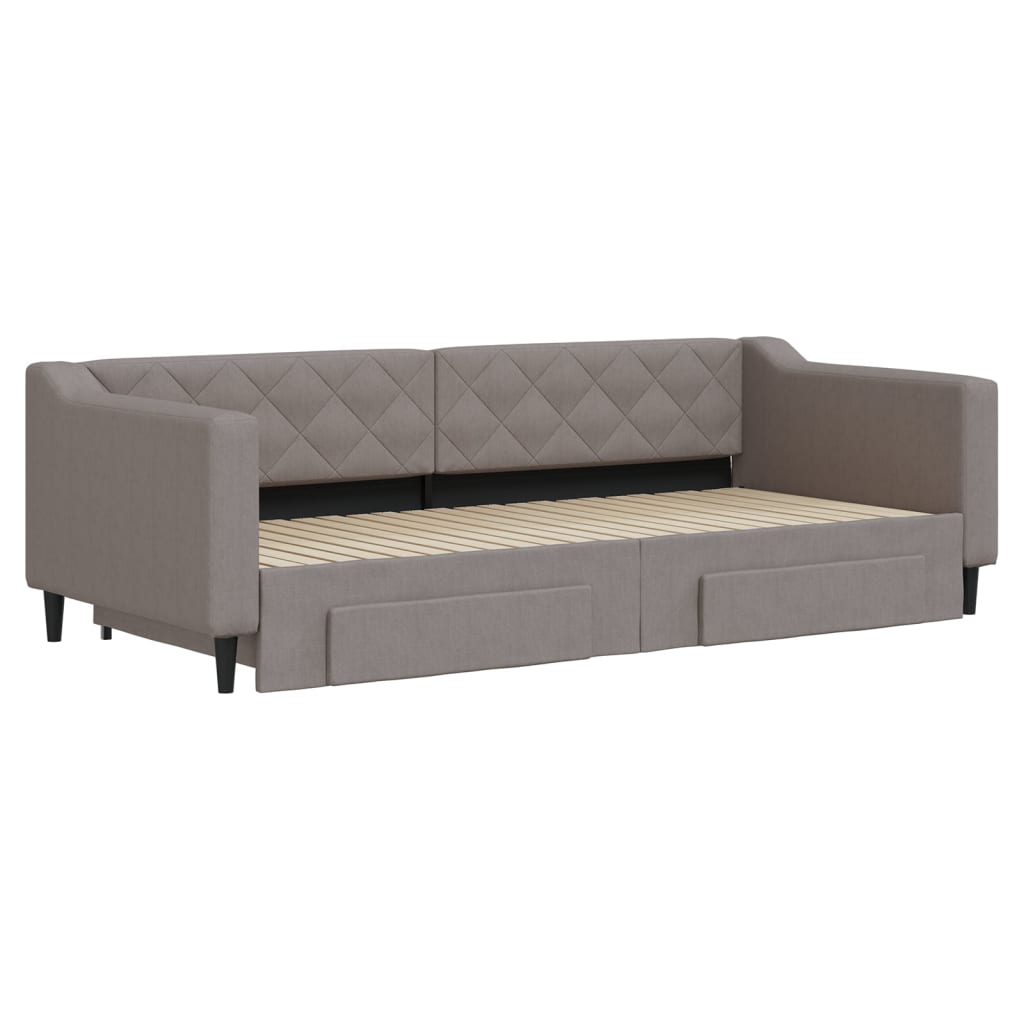 vidaXL Καναπές Κρεβάτι Συρόμενος Taupe 90x200 εκ. Ύφασμα & Συρτάρια