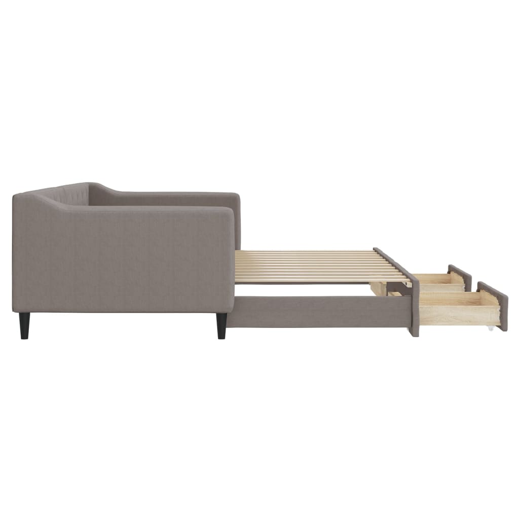 vidaXL Καναπές Κρεβάτι Συρόμενος Taupe 90x200 εκ. Ύφασμα & Συρτάρια