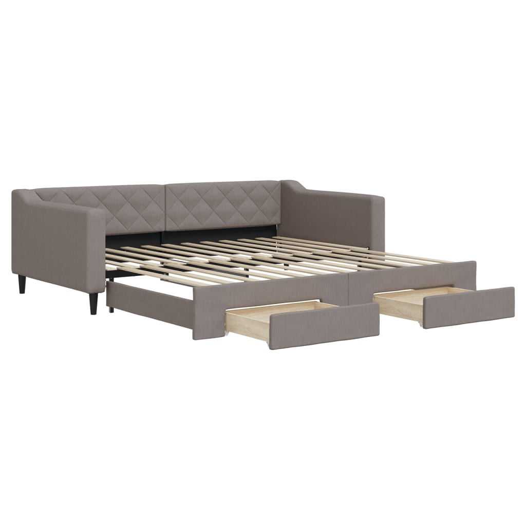 vidaXL Καναπές Κρεβάτι Συρόμενος Taupe 100x200εκ. Υφασμάτινος Συρτάρια