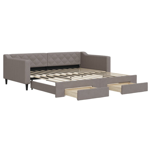 vidaXL Καναπές Κρεβάτι Συρόμενος Taupe 100x200εκ. Υφασμάτινος Συρτάρια