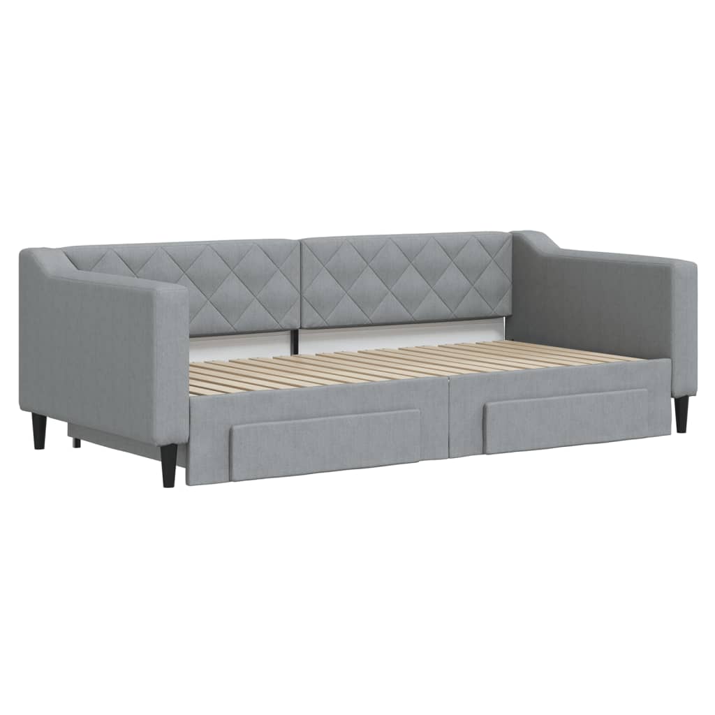 vidaXL Καναπές Κρεβάτι Συρόμενος Αν. Γκρι 90x190 εκ.Ύφασμα & Συρτάρια