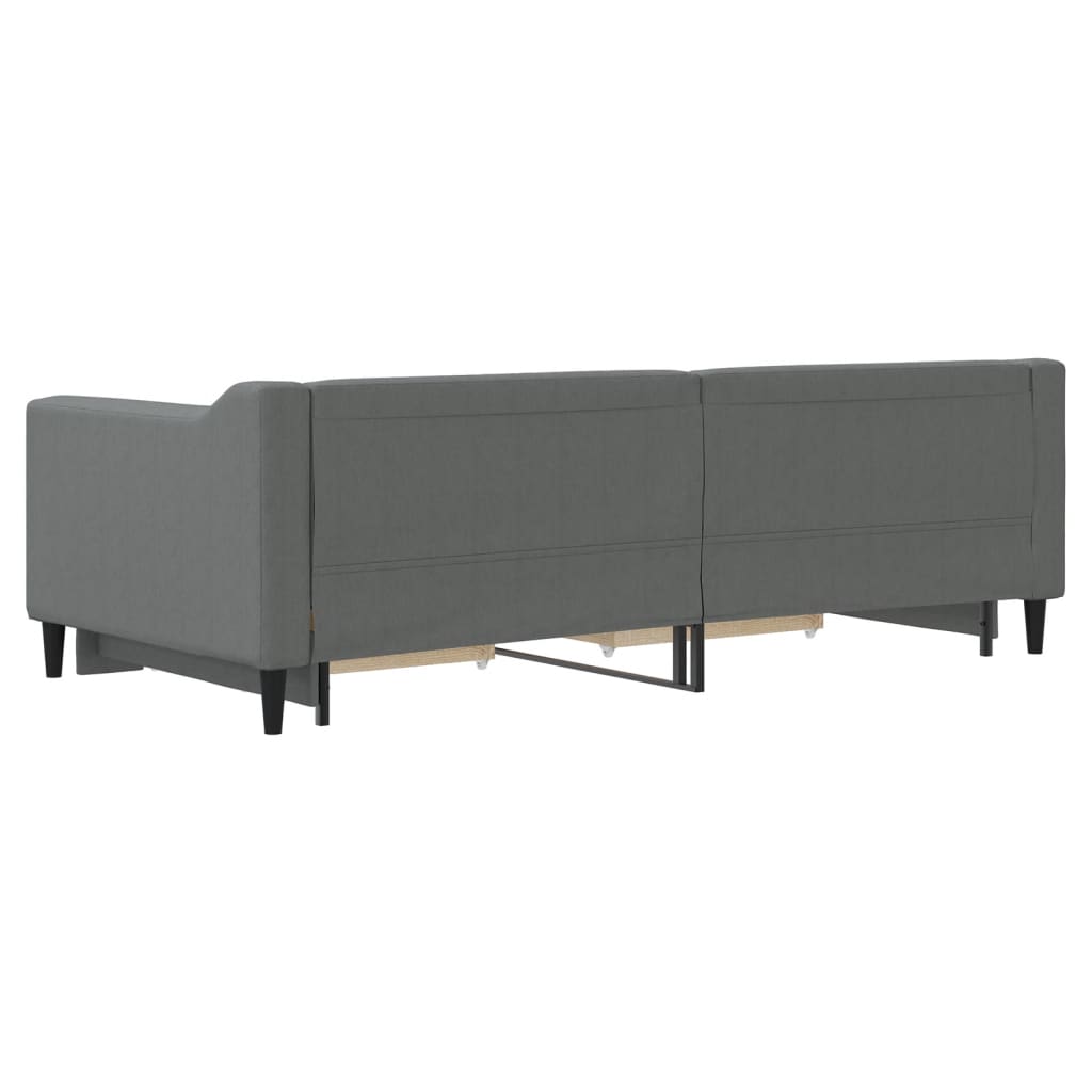 vidaXL Καναπές Κρεβάτι Συρόμενος Σκούρο Γκρι 90x190 εκ Ύφασμα Συρτάρια