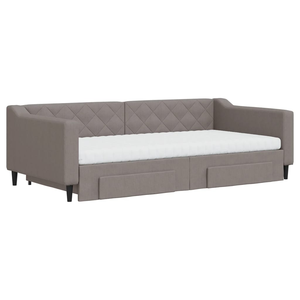 vidaXL Καναπές Κρεβάτι Συρόμενος Taupe 100x200εκ. Υφασμάτινος Συρτάρια