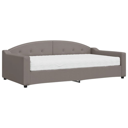 vidaXL Καναπές Κρεβάτι με Στρώμα Taupe 100 x 200 εκ. Υφασμάτινο