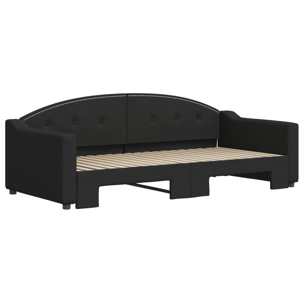 vidaXL Καναπές Κρεβάτι Συρόμενος Μαύρος 90x190 εκ. Ύφασμα