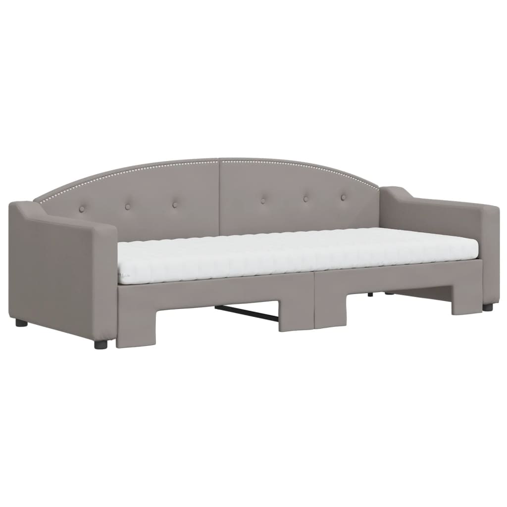 vidaXL Καναπές Κρεβάτι Συρόμενος Taupe 80x200 εκ. Υφασμάτινος Στρώματα