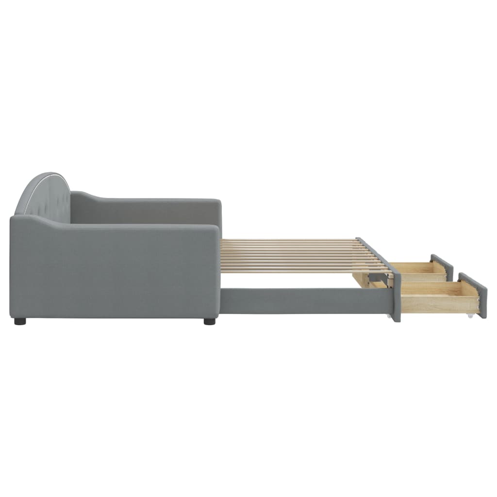 vidaXL Καναπές Κρεβάτι Συρόμενος Αν. Γκρι 100x200 εκ Ύφασμα & Συρτάρια