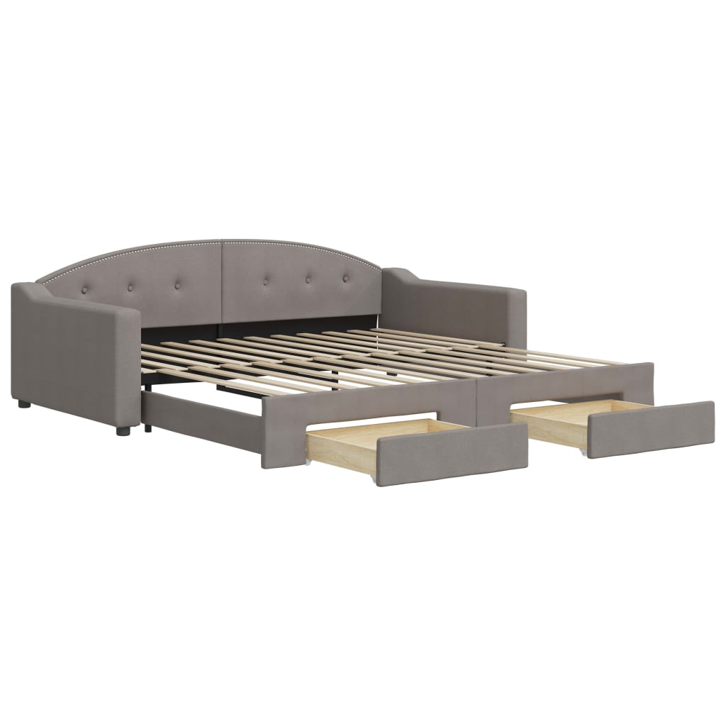 vidaXL Καναπές Κρεβάτι Συρόμενος Taupe 100x200εκ. Υφασμάτινος Συρτάρια