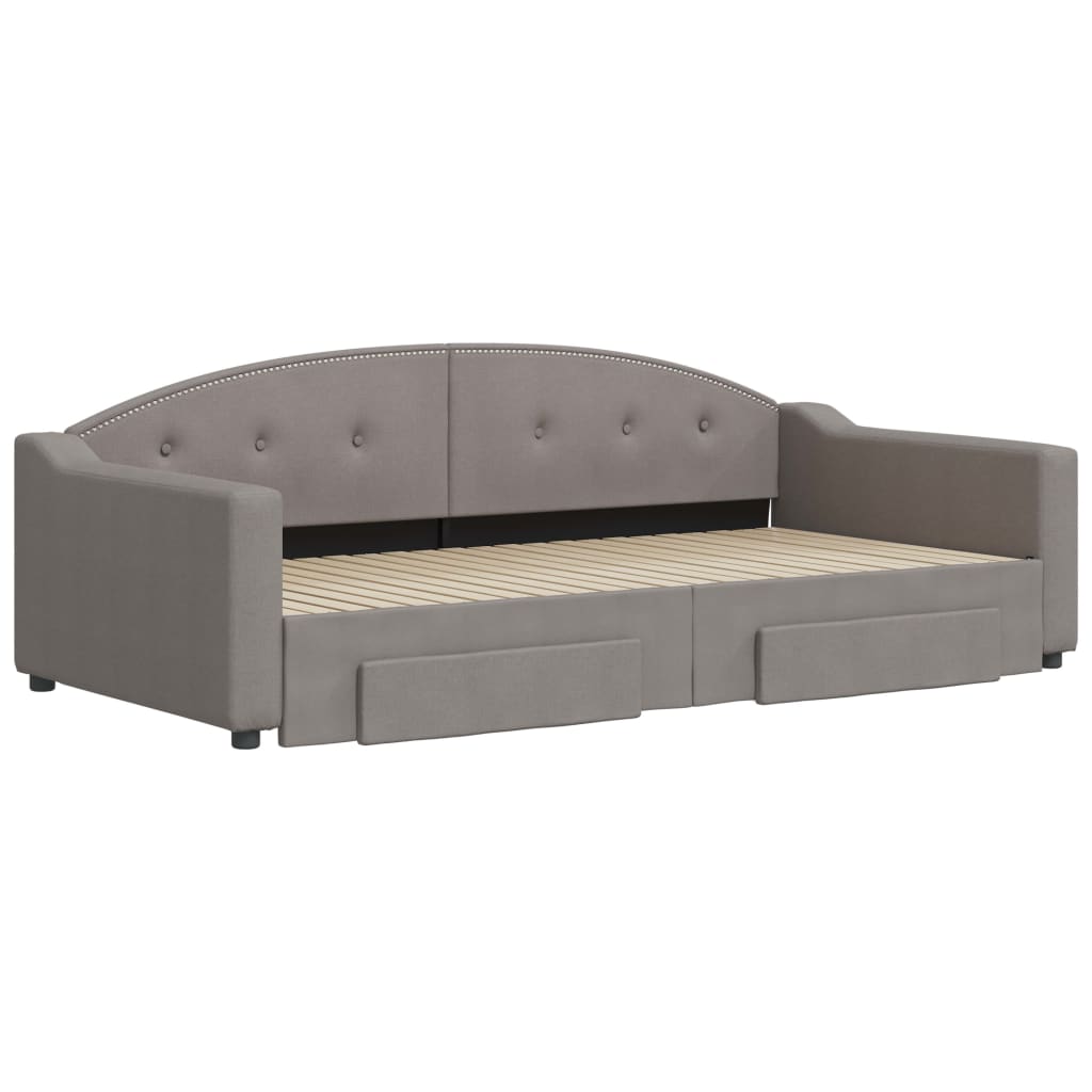 vidaXL Καναπές Κρεβάτι Συρόμενος Taupe 100x200εκ. Υφασμάτινος Συρτάρια