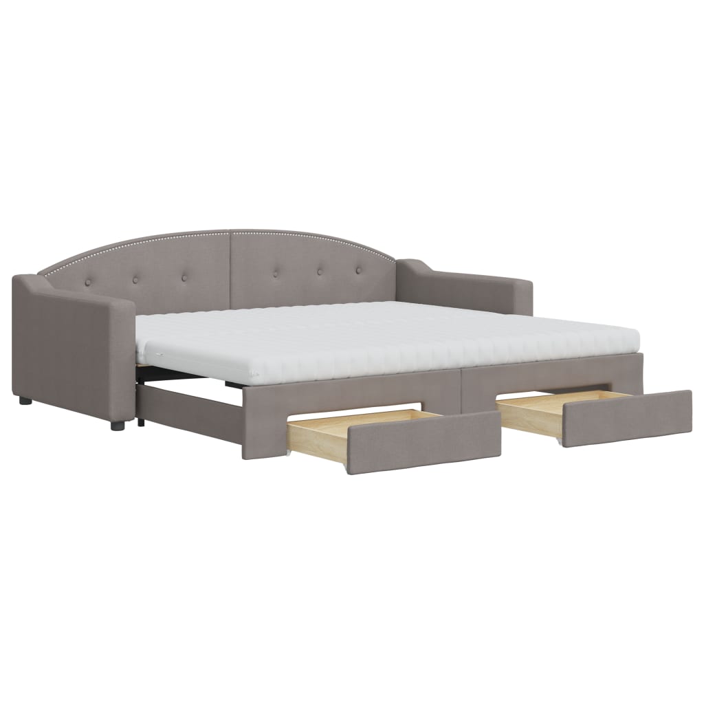 vidaXL Καναπές Κρεβάτι Συρόμενος Taupe 90x200 εκ. Ύφασμα & Συρτάρια