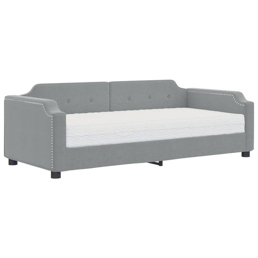 vidaXL Καναπές Κρεβάτι με Στρώμα Ανοιχτό Γκρι 90 x 200 εκ. Υφασμάτινο