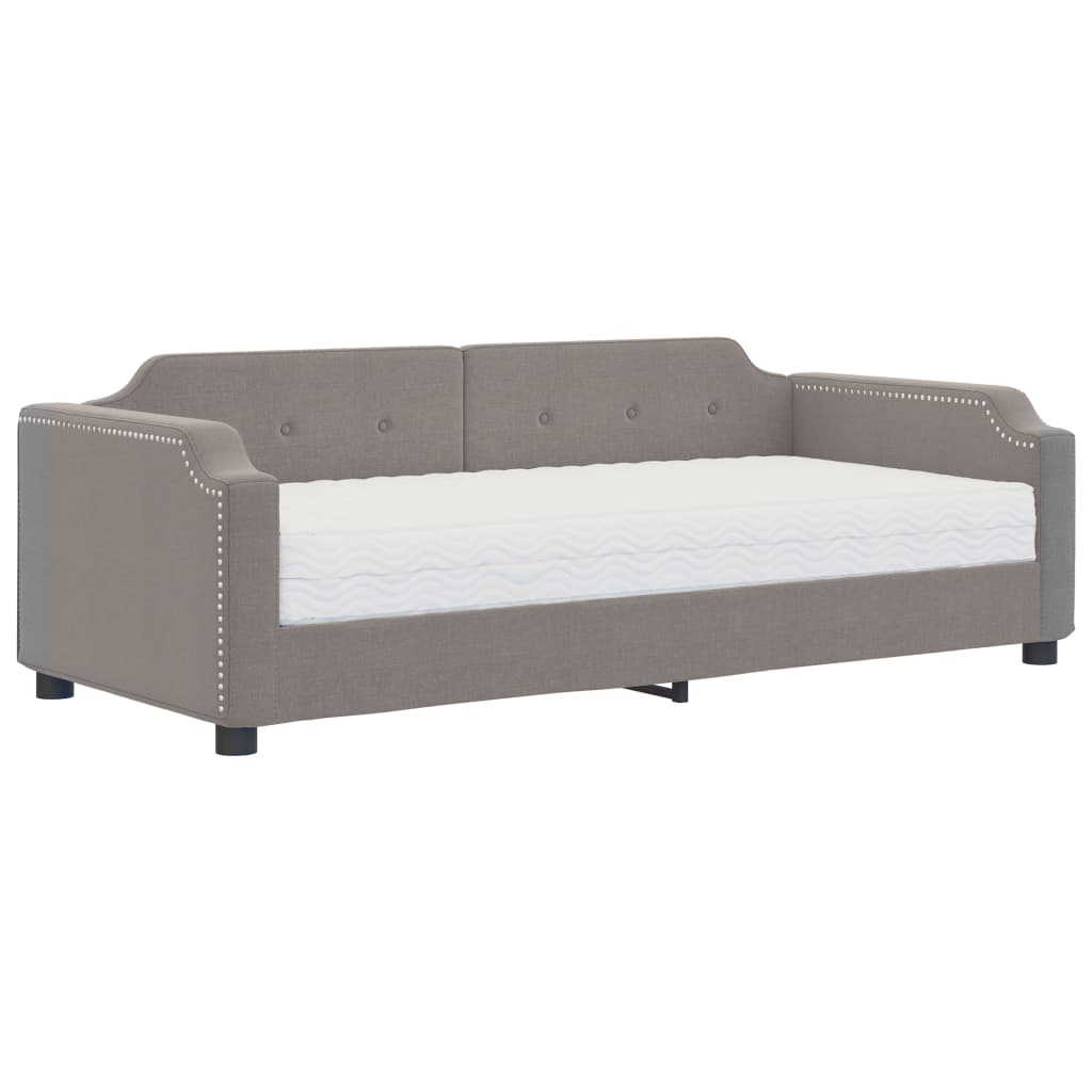vidaXL Καναπές Κρεβάτι με Στρώμα Taupe 90 x 200 εκ. Υφασμάτινο