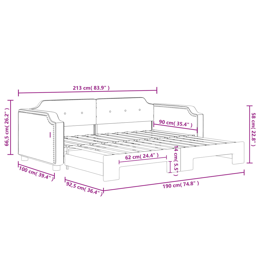 vidaXL Καναπές Κρεβάτι Συρόμενος Ανοιχτό Γκρι 90 x 190 εκ. Υφασμάτινος