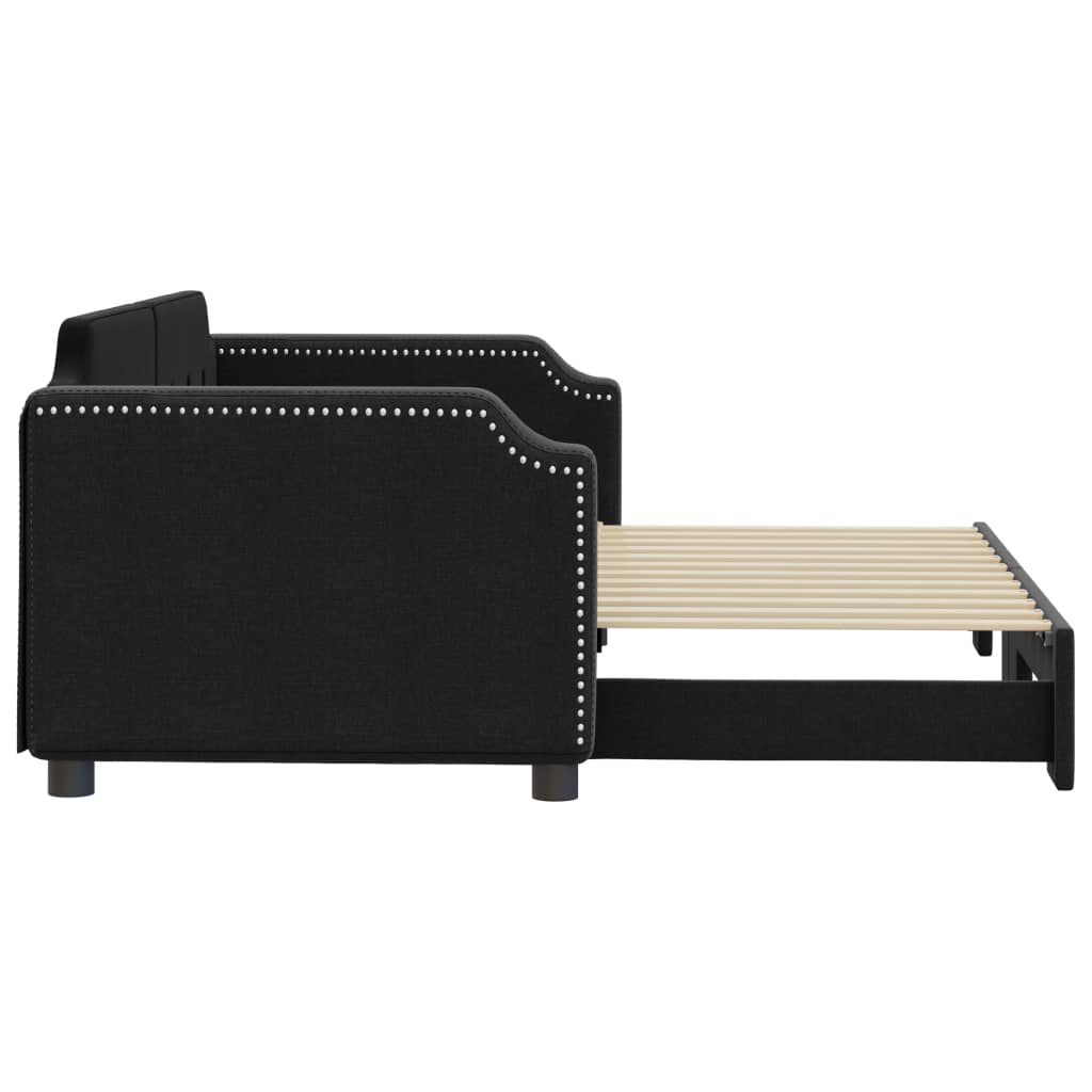 vidaXL Καναπές Κρεβάτι Συρόμενος Μαύρος 90x190 εκ. Ύφασμα