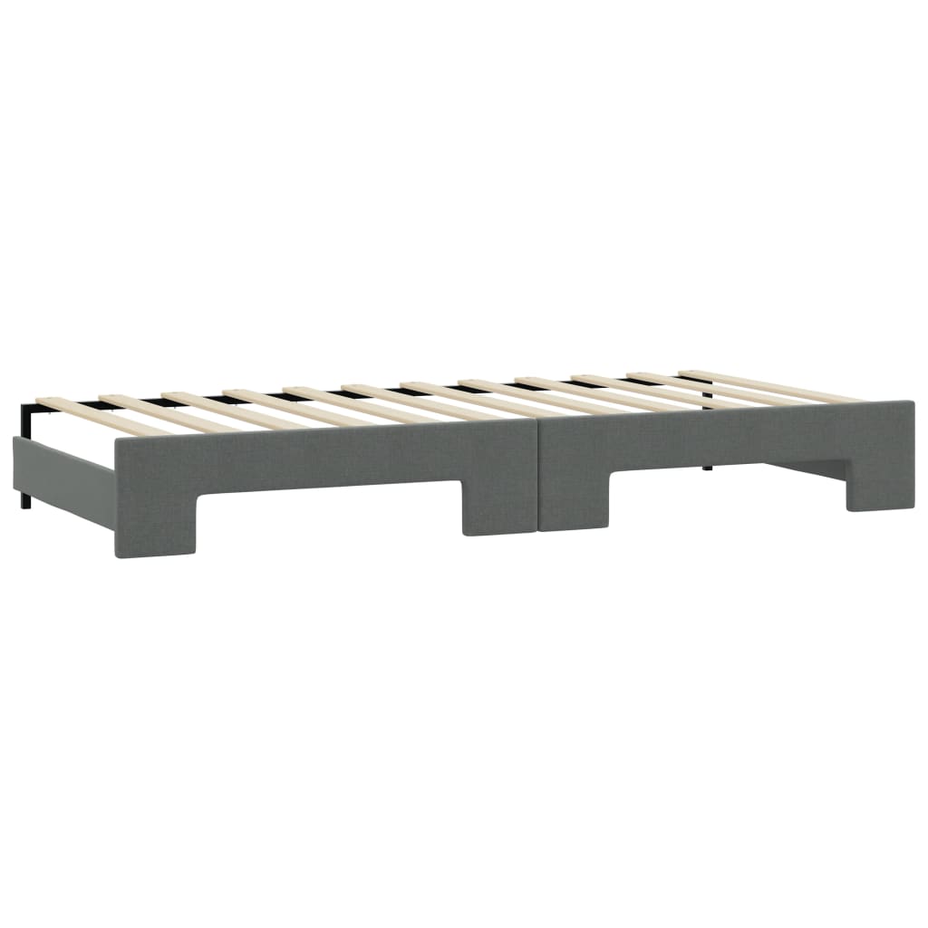 vidaXL Καναπές Κρεβάτι Συρόμενος Σκούρο γκρι 90x200 εκ Ύφασμα Στρώματα