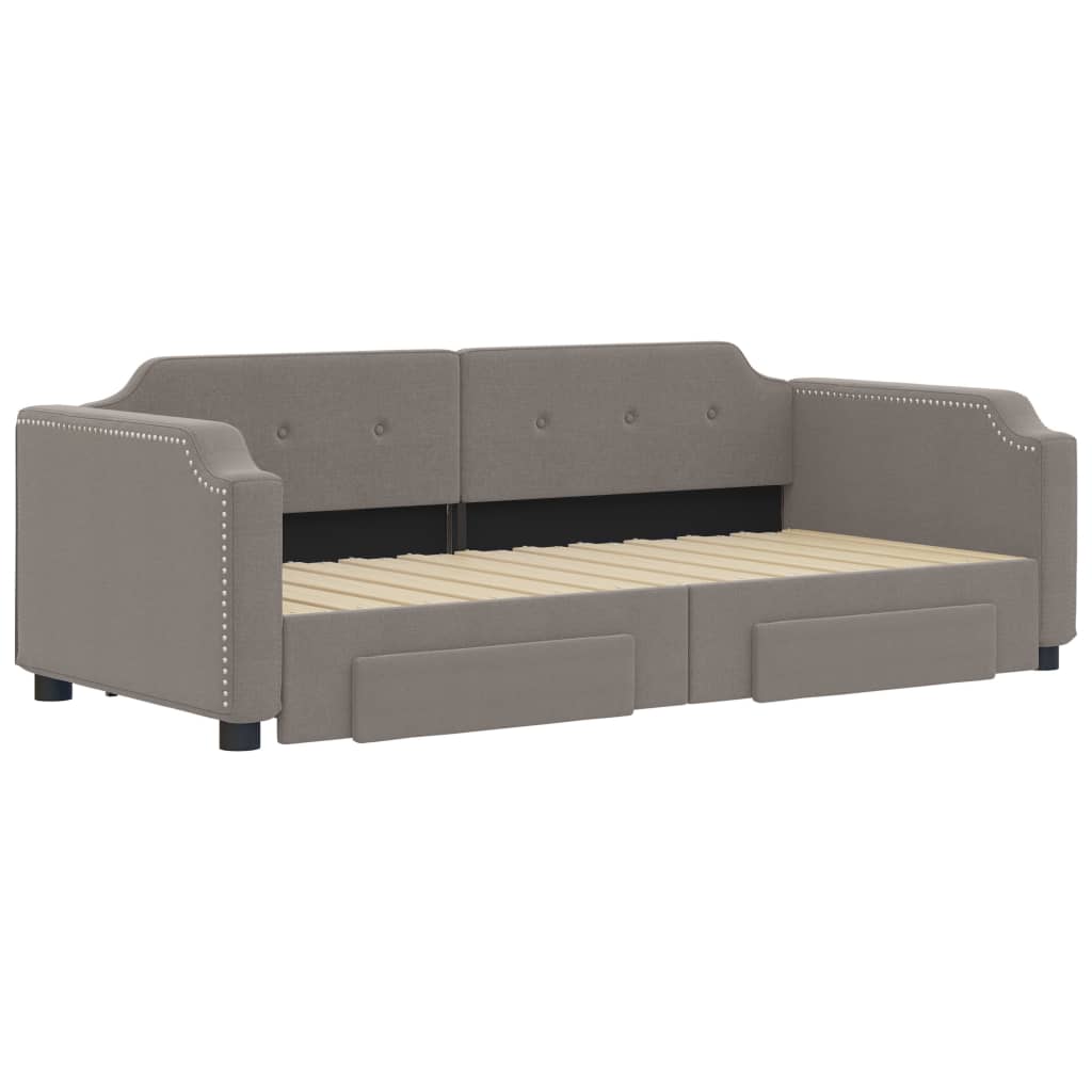 vidaXL Καναπές Κρεβάτι Συρόμενος Taupe 90x200 εκ. Ύφασμα & Συρτάρια