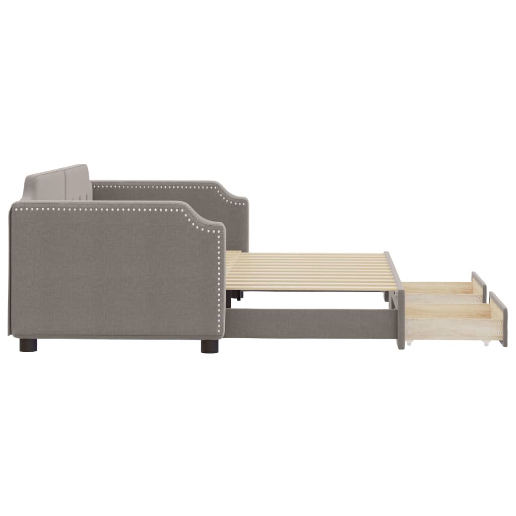 vidaXL Καναπές Κρεβάτι Συρόμενος Taupe 90x200 εκ. Ύφασμα & Συρτάρια