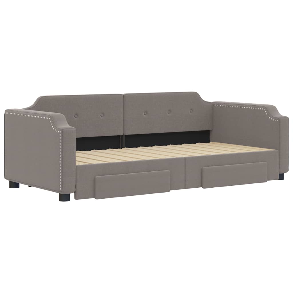 vidaXL Καναπές Κρεβάτι Συρόμενος Taupe 100x200εκ. Υφασμάτινος Συρτάρια