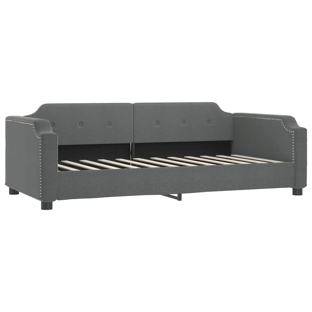 vidaXL Καναπές Κρεβάτι Συρόμενος Σκούρο Γκρι 90x190 εκ Ύφασμα Συρτάρια
