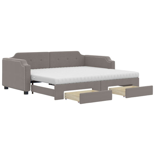 vidaXL Καναπές Κρεβάτι Συρόμενος Taupe 100x200εκ. Υφασμάτινος Συρτάρια