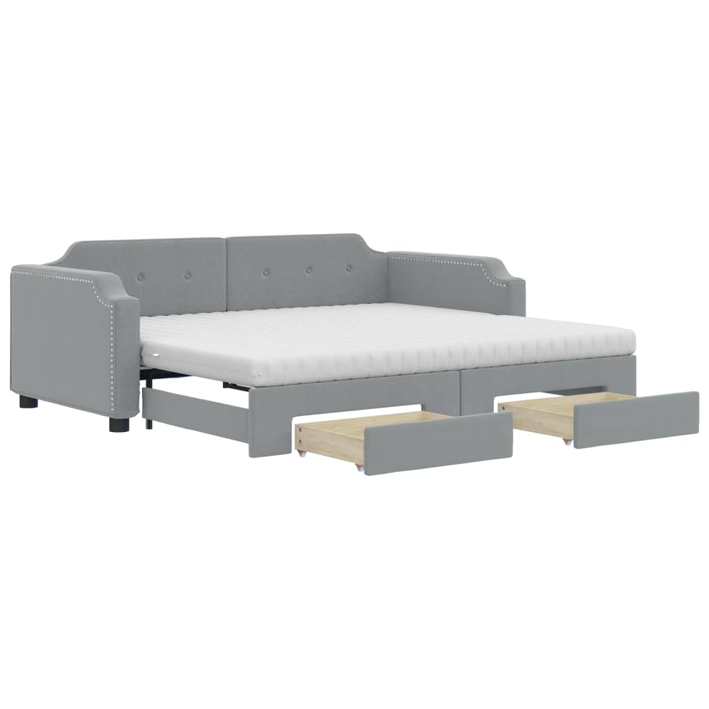 vidaXL Καναπές Κρεβάτι Συρόμενος Αν. Γκρι 90x190 εκ.Ύφασμα & Συρτάρια