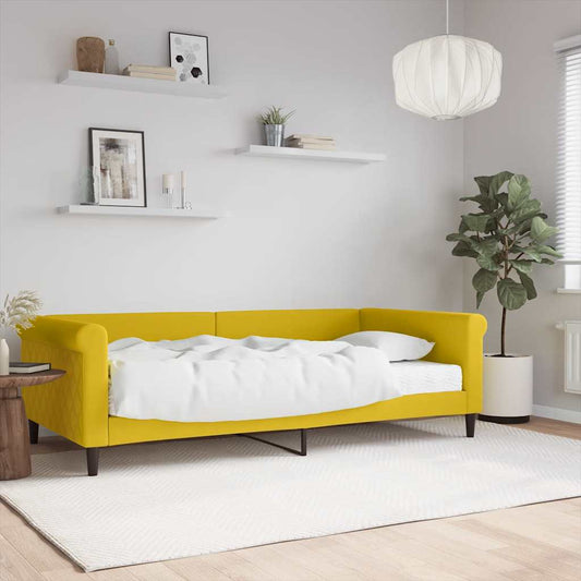 vidaXL Καναπές Κρεβάτι με Στρώμα Κίτρινο 100 x 200 εκ. Βελούδινος