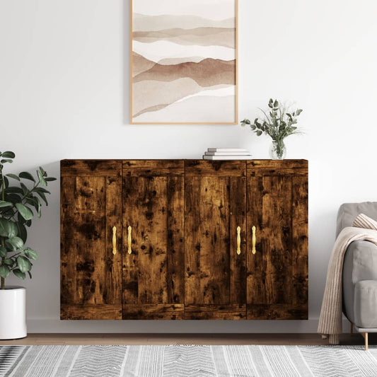 vidaXL Ντουλάπια Τοίχου 2 τεμ. Καπνιστή Δρυς από Επεξεργασμένο Ξύλο