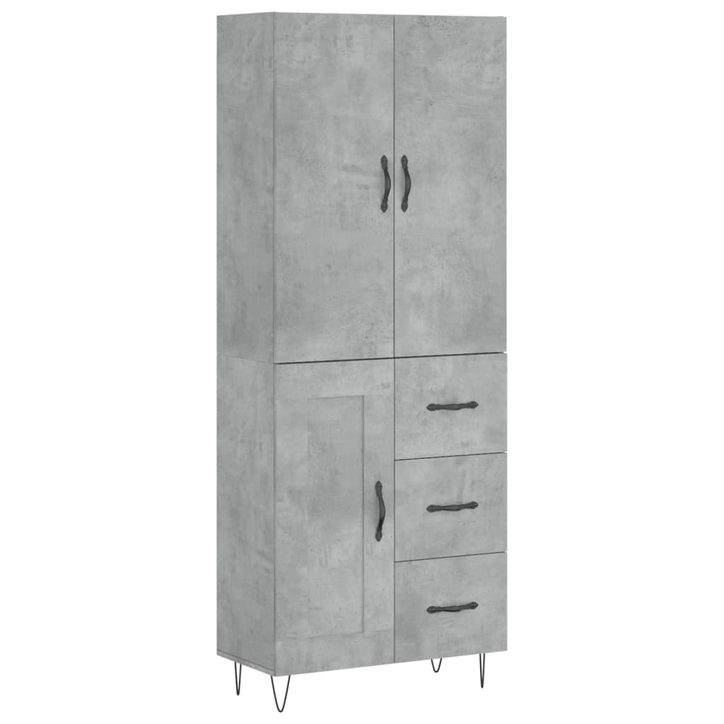 vidaXL Ντουλάπι Γκρι Σκυροδέματος 69,5x34x180 εκ. Επεξεργασμένο Ξύλο