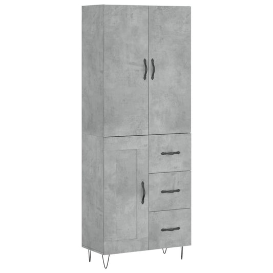 vidaXL Ντουλάπι Γκρι Σκυροδέματος 69,5x34x180 εκ. Επεξεργασμένο Ξύλο