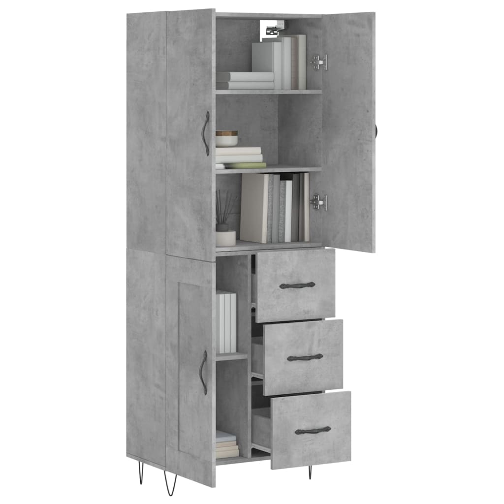 vidaXL Ντουλάπι Γκρι Σκυροδέματος 69,5x34x180 εκ. Επεξεργασμένο Ξύλο
