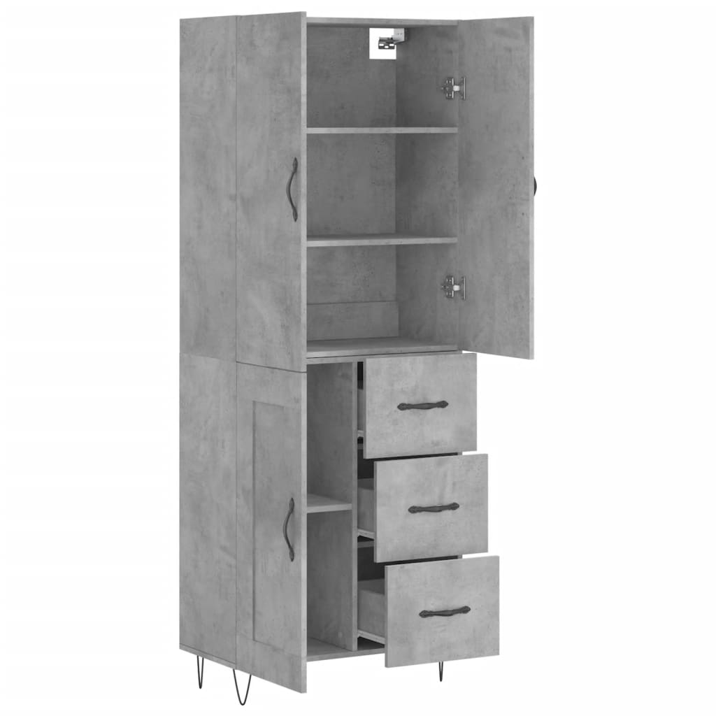 vidaXL Ντουλάπι Γκρι Σκυροδέματος 69,5x34x180 εκ. Επεξεργασμένο Ξύλο