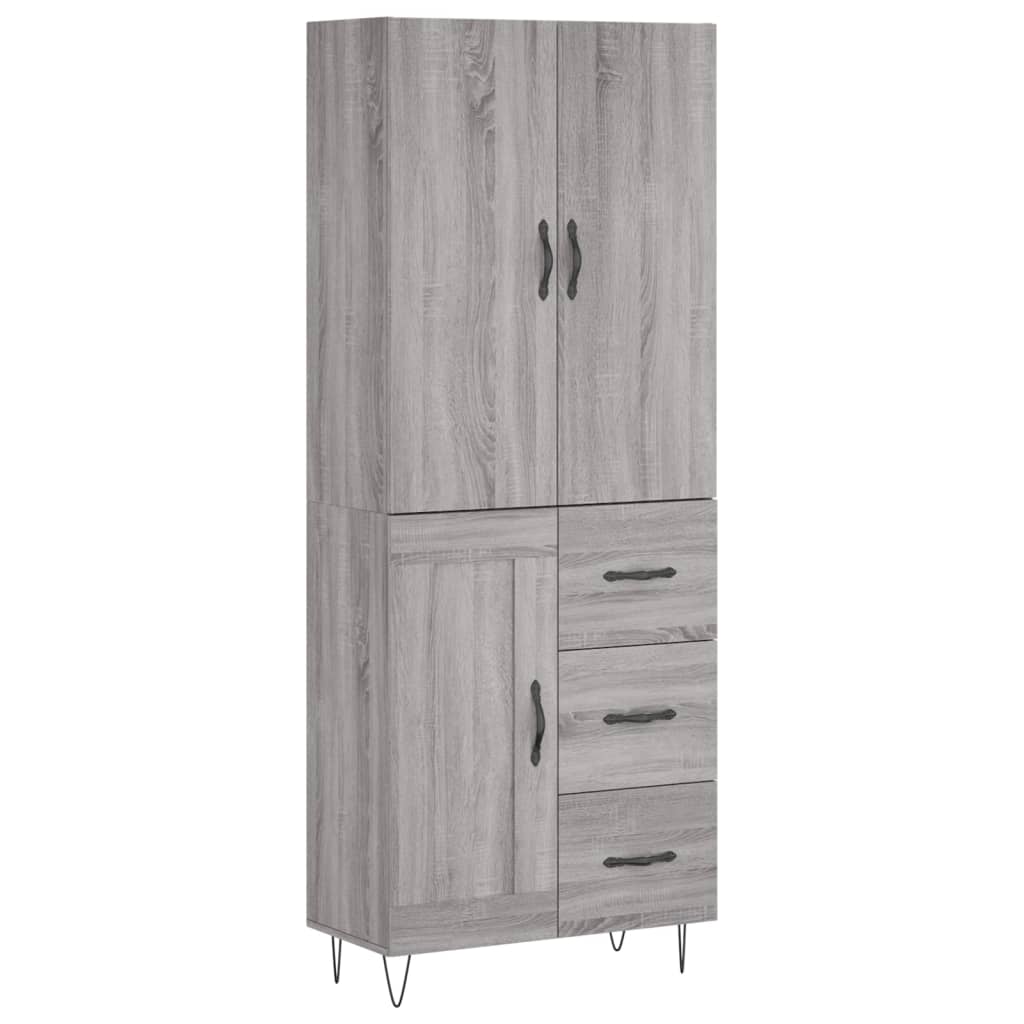 vidaXL Ντουλάπι Γκρι Sonoma 69,5 x 34 x 180 εκ. Επεξεργασμένο Ξύλο