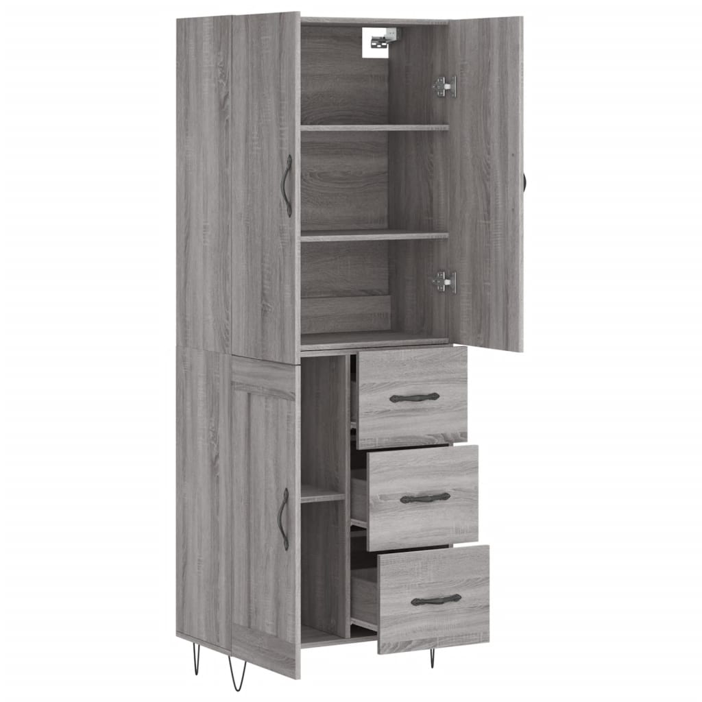 vidaXL Ντουλάπι Γκρι Sonoma 69,5 x 34 x 180 εκ. Επεξεργασμένο Ξύλο