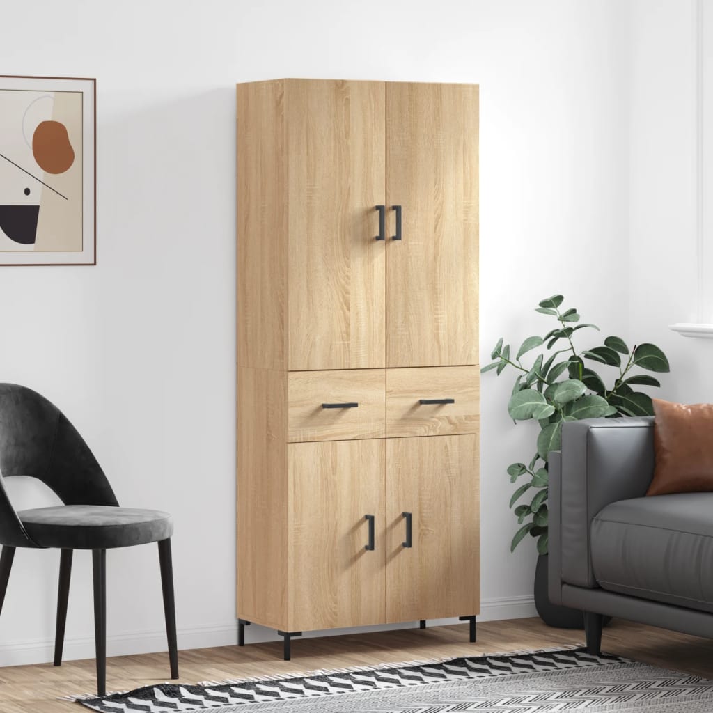 vidaXL Ντουλάπι Sonoma δρυς 69,5 x 34 x 180 εκ. από Επεξεργασμένο Ξύλο