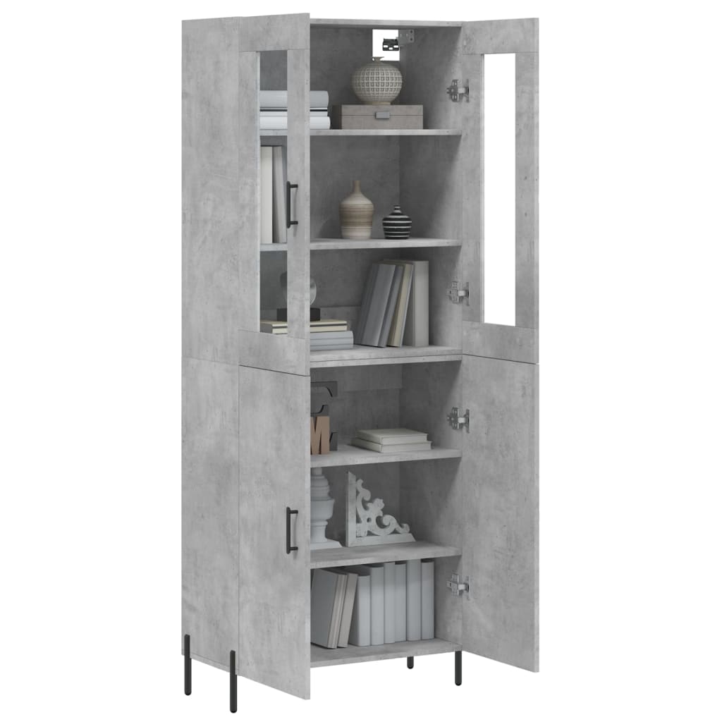 vidaXL Ντουλάπι Γκρι Σκυροδέματος 69,5x34x180 εκ. Επεξεργασμένο Ξύλο