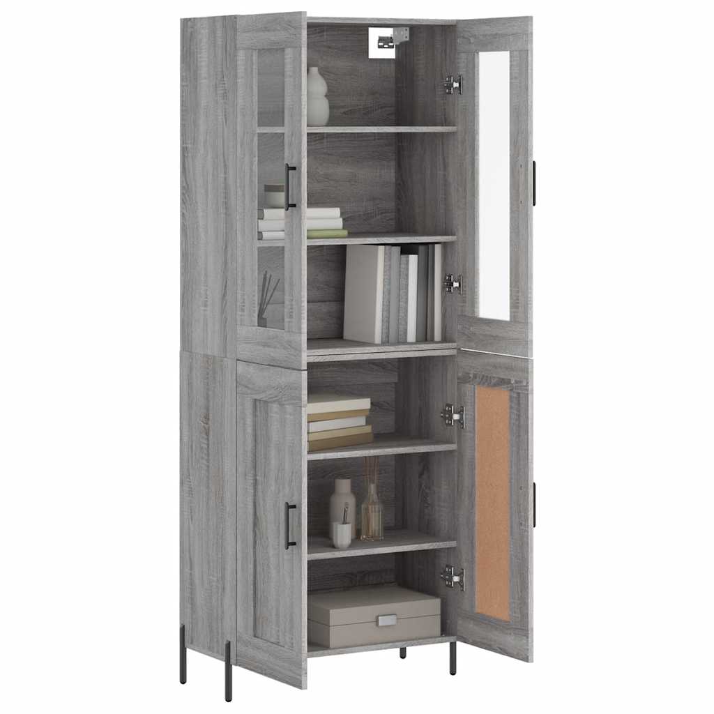 vidaXL Ντουλάπι Γκρι Sonoma 69,5 x 34 x 180 εκ. Επεξεργασμένο Ξύλο