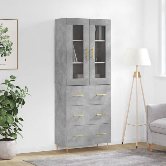 vidaXL Ντουλάπι Γκρι Σκυροδέματος 69,5x34x180 εκ. Επεξεργασμένο Ξύλο