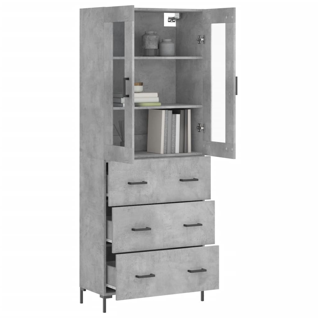 vidaXL Ντουλάπι Γκρι Σκυροδέματος 69,5x34x180 εκ. Επεξεργασμένο Ξύλο