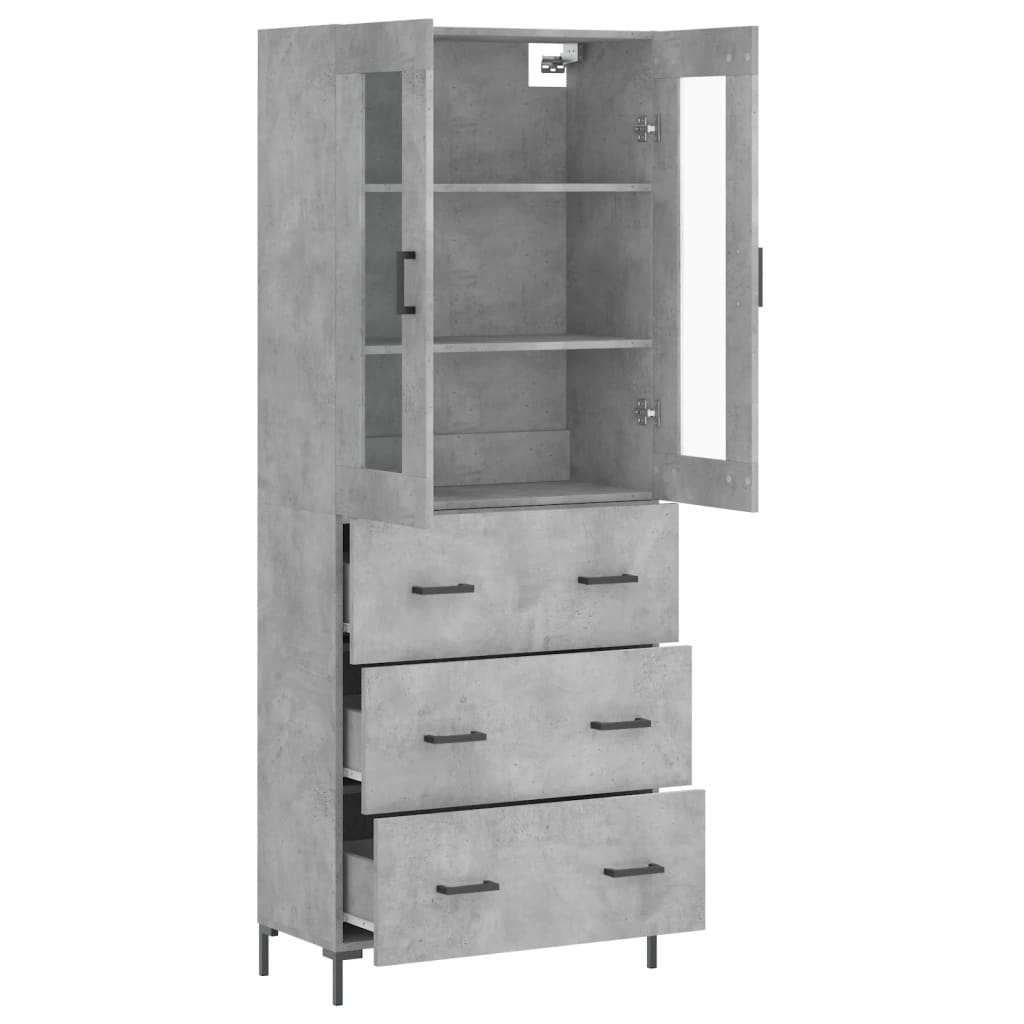 vidaXL Ντουλάπι Γκρι Σκυροδέματος 69,5x34x180 εκ. Επεξεργασμένο Ξύλο