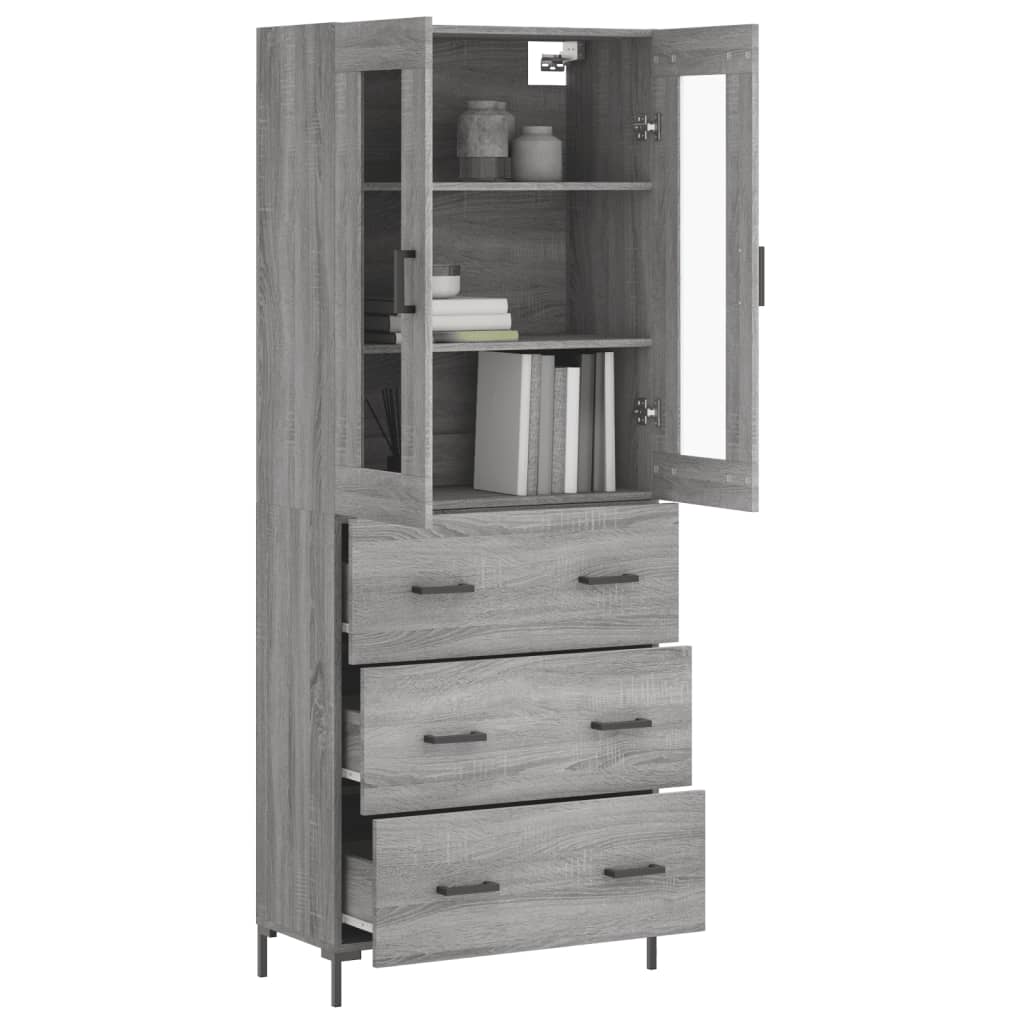 vidaXL Ντουλάπι Γκρι Sonoma 69,5 x 34 x 180 εκ. Επεξεργασμένο Ξύλο