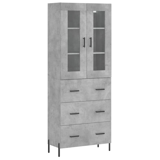 vidaXL Ντουλάπι Γκρι Σκυροδέματος 69,5x34x180 εκ. Επεξεργασμένο Ξύλο