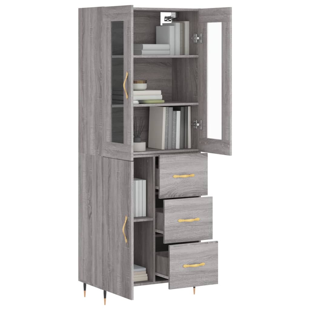 vidaXL Ντουλάπι Γκρι Sonoma 69,5 x 34 x 180 εκ. Επεξεργασμένο Ξύλο