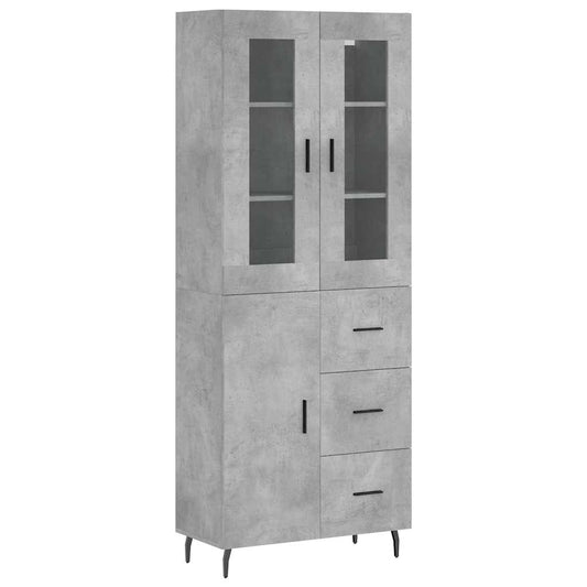 vidaXL Ντουλάπι Γκρι Σκυροδέματος 69,5x34x180 εκ. Επεξεργασμένο Ξύλο