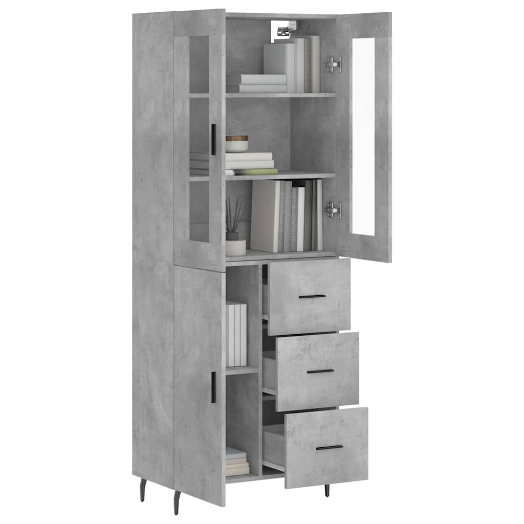 vidaXL Ντουλάπι Γκρι Σκυροδέματος 69,5x34x180 εκ. Επεξεργασμένο Ξύλο