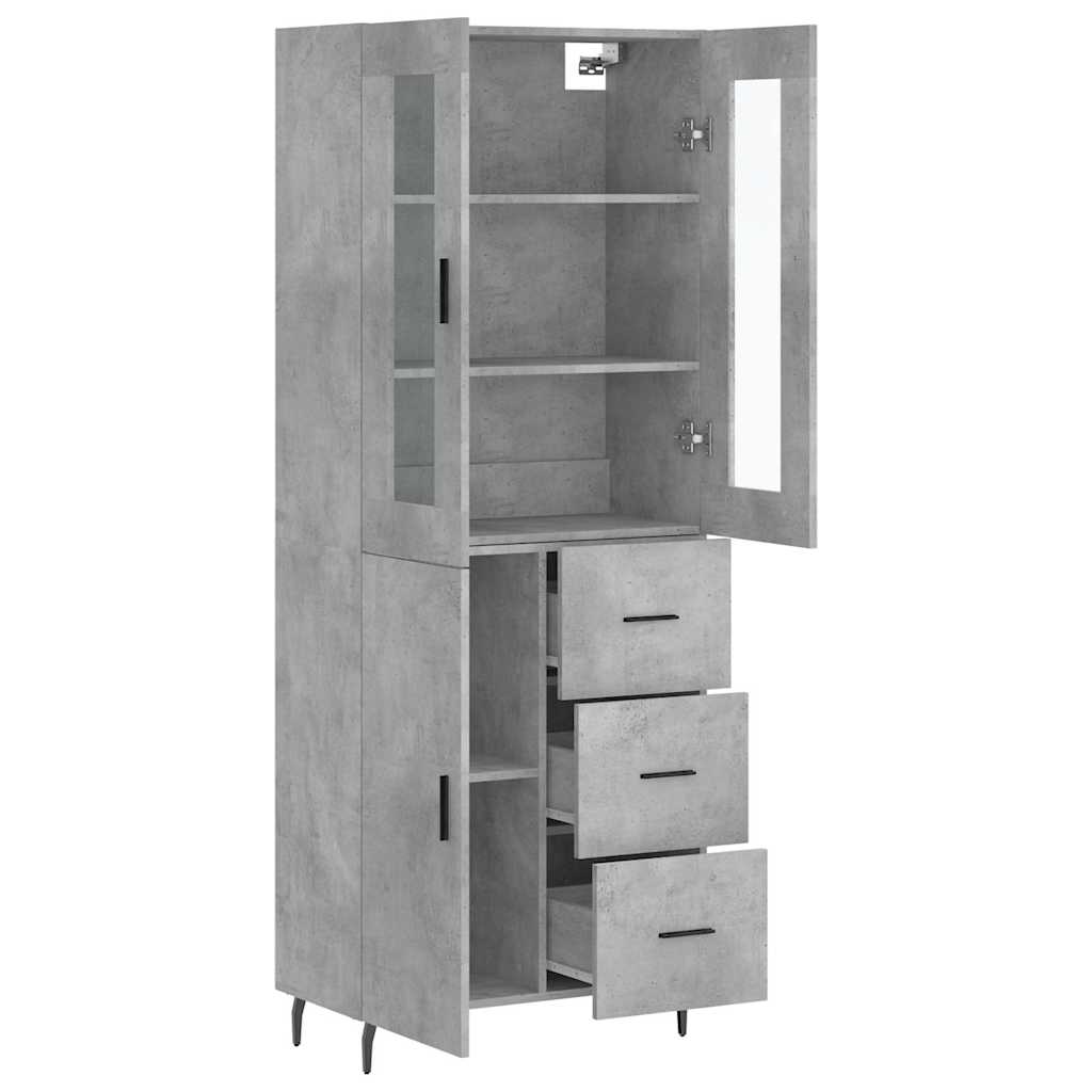 vidaXL Ντουλάπι Γκρι Σκυροδέματος 69,5x34x180 εκ. Επεξεργασμένο Ξύλο