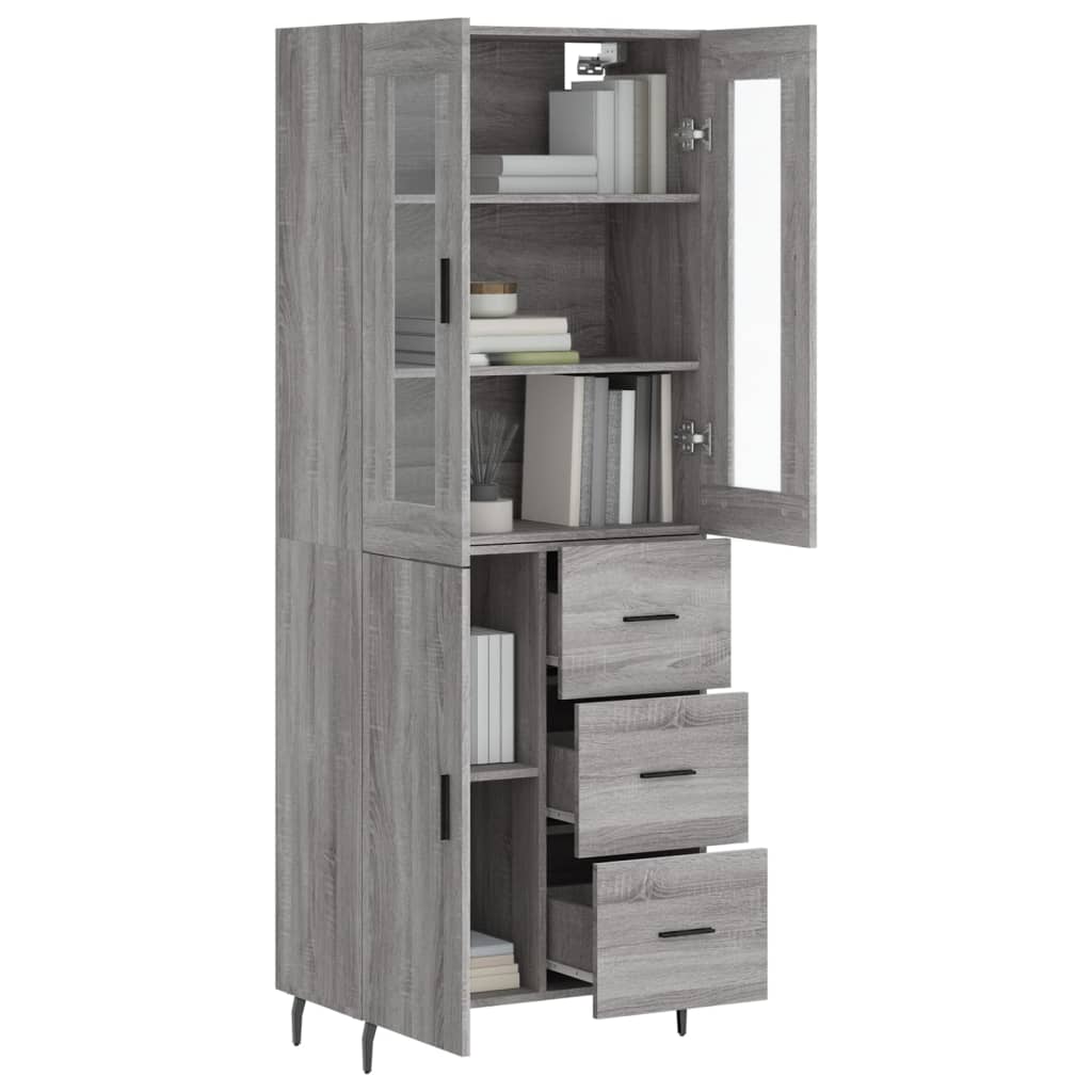 vidaXL Ντουλάπι Γκρι Sonoma 69,5 x 34 x 180 εκ. Επεξεργασμένο Ξύλο